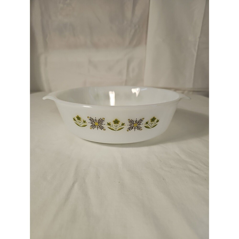 Vintage Fire King Anchor Hocking Green Meadow 2 QT Baking Dish #438